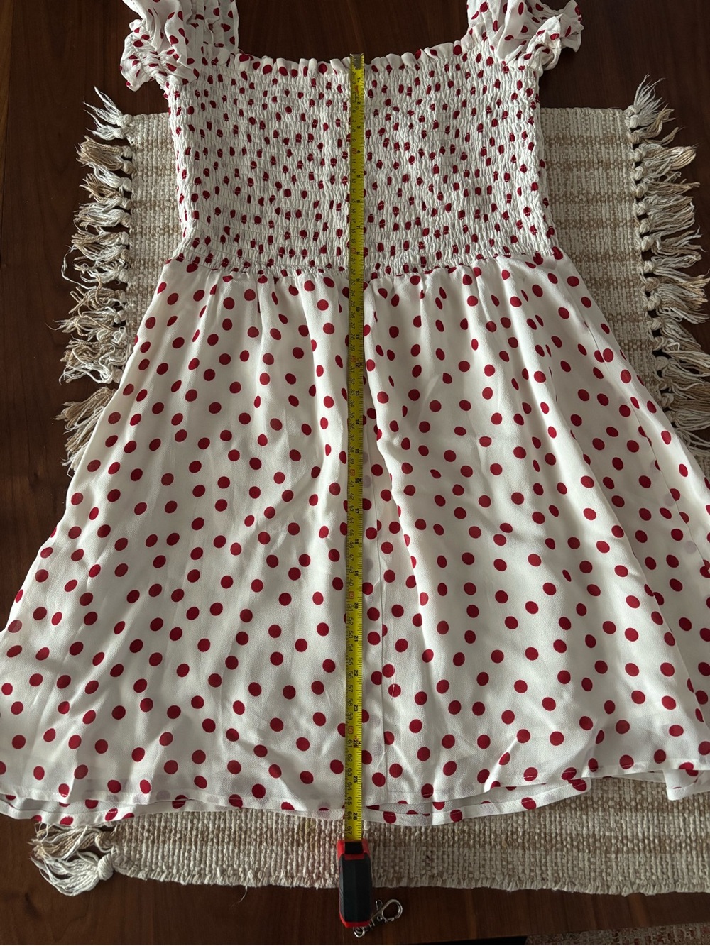 Reformation Cream Midi Dress with Red Polka Dots - Picture 8 of 11
